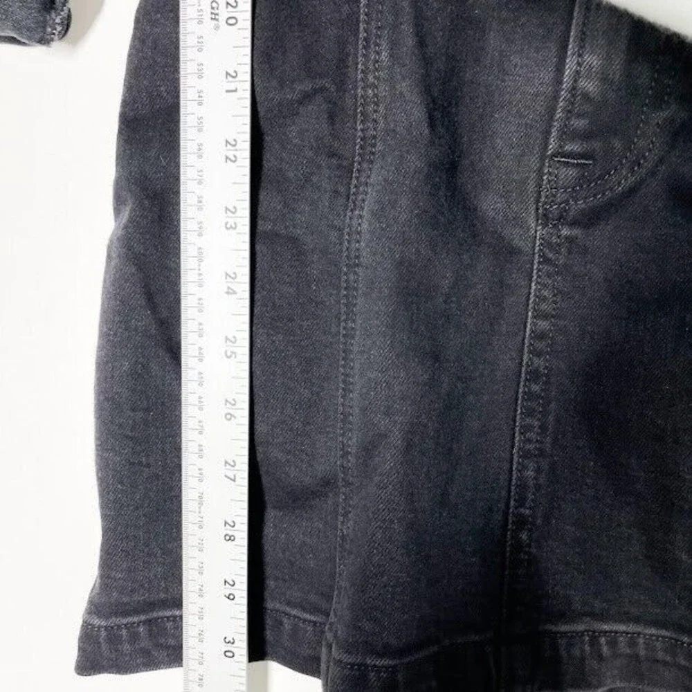 GRLFRND Womens Black Margo Denim Dress Button Distressed Stretch Dress Sz Small - Picture 6 of 11